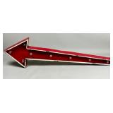Red Metal Arrow-Shaped Marquee Sign