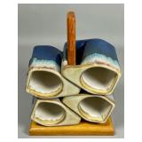 Ceramic Wine Rack with Wood Handle
