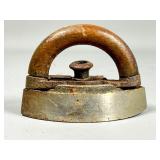 Cast Iron and Wood Handle Clothing Iron