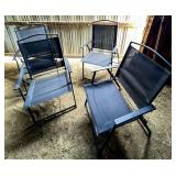 Four Metal and Mesh Patio Chairs