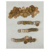 4 Semi-Rolls of Wheat Pennies, Assorted Years