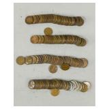 4 Semi-Rolls of Wheat Pennies, Various Years