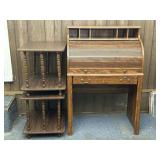 Roll-Top Secretary Desk and Matching End Tables