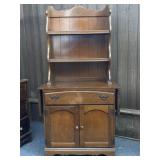 Wooden Hutch With Open Shelves and Cabinet