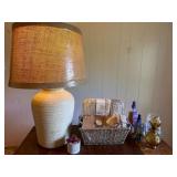 Table Lamp, Skincare Basket, and Decorative Items