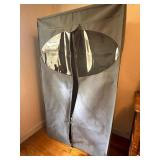 Gray Fabric Wardrobe with Clear Front Panel
