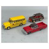 Vintage TootsieToy Vehicles: School Bus, SUV, Truc