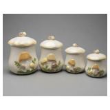 Four Ceramic Mushroom-Themed Canisters