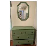Green Painted Wood Dresser With Three Drawers