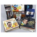 Music Collection with Vinyl Records, CDs, and Cass