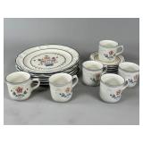 Stoneware Dinnerware Set with Floral Motif