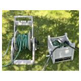 Two Garden Hose Reels with Hoses