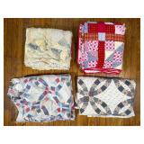 Four Quilts With Various Patchwork Designs