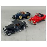 3 Die-Cast Vintage Car Models