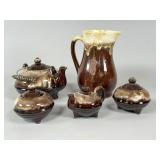 Rust-Brown Ceramic Tea and Pitchers