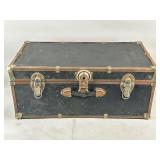 Black Wood and Metal Storage Trunk