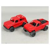 Two Tootsietoy Red Plastic Vehicles