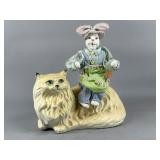 Ceramic Cat Bank with Easter Decoration