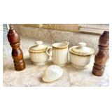 Ceramic Creamer Set with Wooden Mills