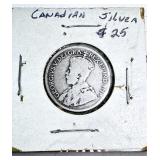 Canadian Silver 25 Cent Coin George V