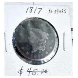 1817 Large Cent 13 Stars United States