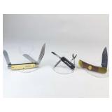 Three Pocket Knives Including Schrader and Br