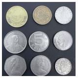 World Circulated Coins, 9 Pieces