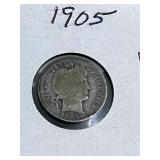 1905 Barber Dime United States Silver Coin
