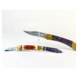 2 Folding Pocket Knives with Brass Bol