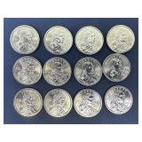 12 U.S. Sacagawea One Dollar Coins (2000-2005
