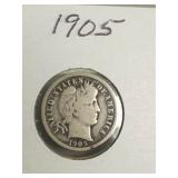 1905 Barber Dime United States Silver Coin
