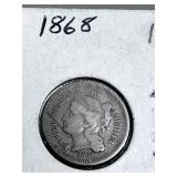 1868 United States Three-Cent Nickel Coin