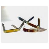 Three Folding Pocket Knives Assorted Handles