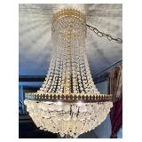 Crystal Beaded Brass Chandelier, 31 Inch