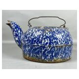 Blue and White Graniteware Enamel Water Kettl