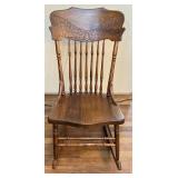 Wooden Rocking Chair with Carved Backrest