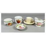 Porcelain Cups, Saucer, and Creamer