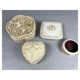 Four Decorative Ceramic Trinket Boxes