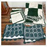 Green and White Crochet Afghan and Pillow Sh