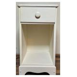 White Painted Wood Nightstand with Drawer