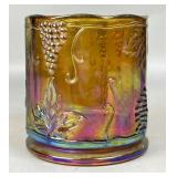 Carnival Glass Tumbler with Grape Motif