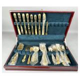 Gold Electroplate Flatware Set with Case