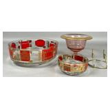 Decorated Glass Bowls and Pink Glass Dish