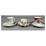 Three Decorative Porcelain Tea Cup and Saucer