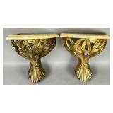 Gilt Wall Shelves with Marble Tops