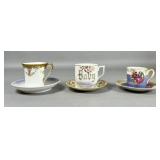 Porcelain Demitasse Cup and Saucer Trio