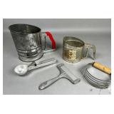 Metal Kitchen Utensils Including Sifters and