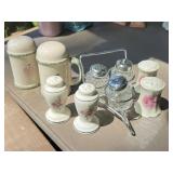 Porcelain and Glass Salt and Pepper