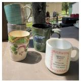 Ceramic and Glass Mugs, Four Piece