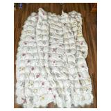 Embroidered Floral Quilt with Crochet Trim
